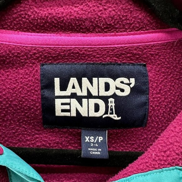 Lands' End Sweatshirt Womens XS 2-4 Heritage Fleece Snap Neck Pullover Purple - Picture 7 of 11